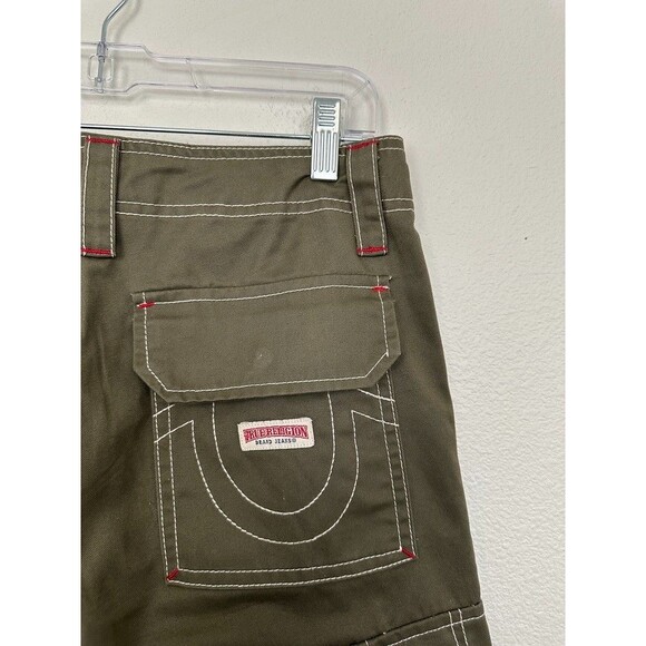 True Religion Women's Military Cargo Pants Straight Kalamata Olive Green Size 26 - Picture 10 of 12